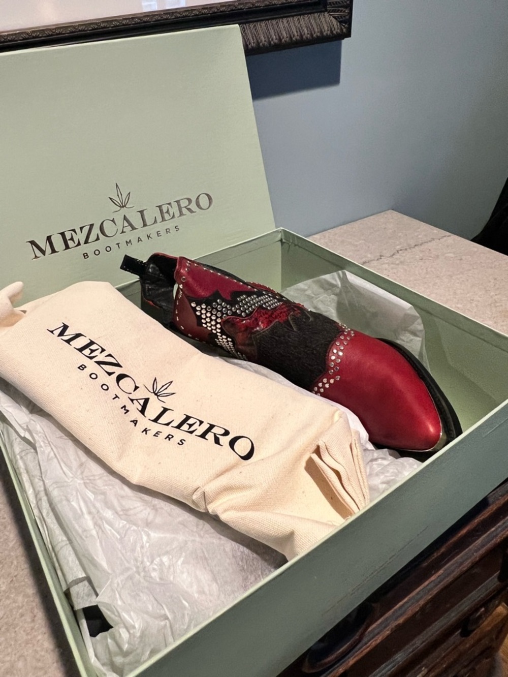 Mezcalero Chiara Red Kiss Studded Western Boots - Sz. 9.5 - New in Box - Picture 6 of 16